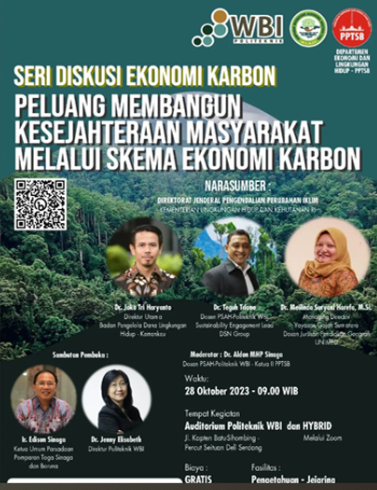 Bahas Potensi Ekonomi Karbon, PPTSB Bersama PJT1 dan Politeknik WBI Gelar Seminar Hybrid Gaet 600 Peserta